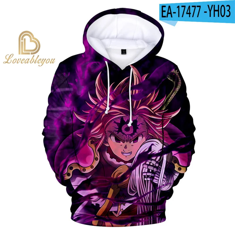 The Seven Deadly Sins Hooded Hoodies Sweatshirt Hawk Cosplay Men/Women Long Sleeve 3D Print Hoodies Child Sweatshirt Pullover3