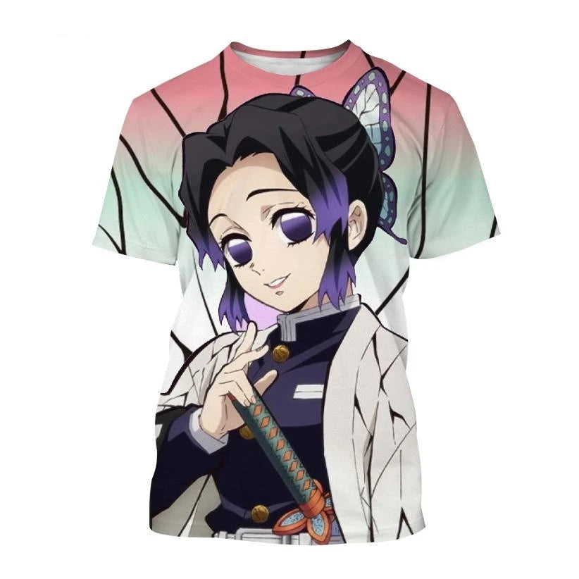 Summer Anime Demon Slayer Kimetsu no Yaiba Kamado Nezuko Kochou Shinobu Cosplay 3D Print Fashion T-Shirt Cartoon Short Sleeve²