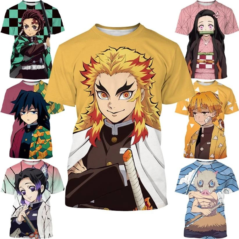 Summer Anime Demon Slayer Kimetsu no Yaiba Kamado Nezuko Kochou Shinobu Cosplay 3D Print Fashion T-Shirt Cartoon Short Sleeve²