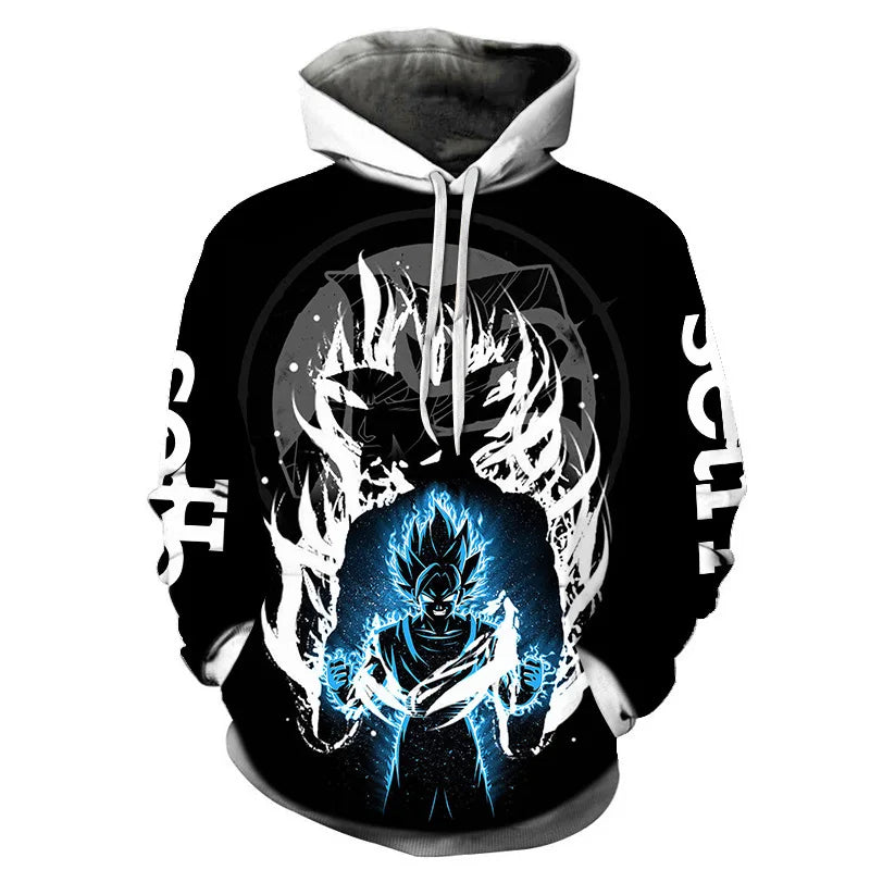 Autumn New Sweater Dragon Ball Wukong 3D Digital Printing Loose Comfortable Hooded Pullover Large Size