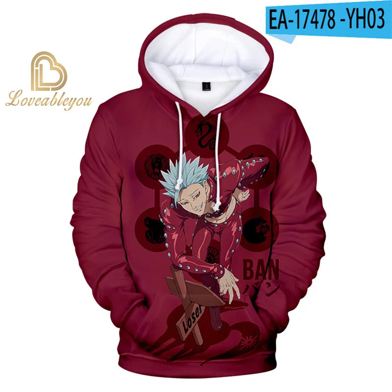 The Seven Deadly Sins Hooded Hoodies Sweatshirt Hawk Cosplay Men/Women Long Sleeve 3D Print Hoodies Child Sweatshirt Pullover3