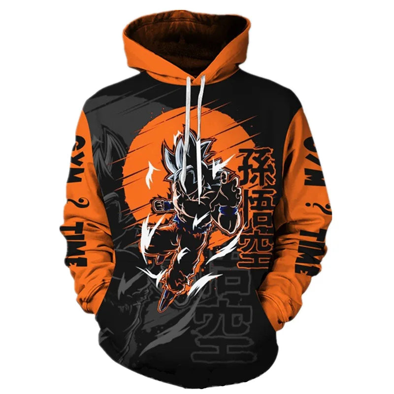 Autumn New Sweater Dragon Ball Wukong 3D Digital Printing Loose Comfortable Hooded Pullover Large Size²