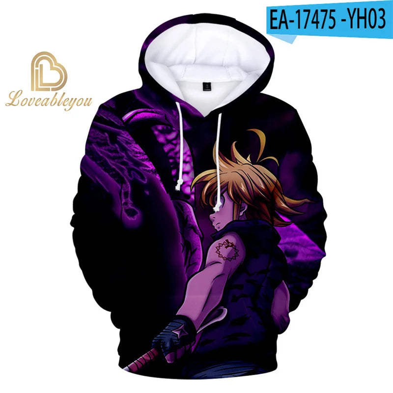 The Seven Deadly Sins Hooded Hoodies Sweatshirt Hawk Cosplay Men/Women Long Sleeve 3D Print Hoodies Child Sweatshirt Pullover3