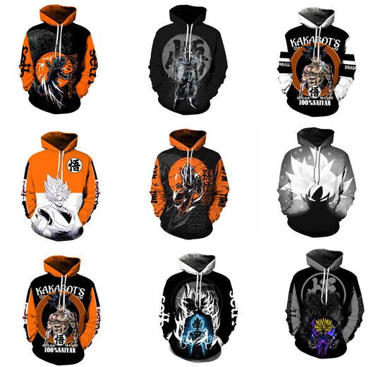 Autumn New Sweater Dragon Ball Wukong 3D Digital Printing Loose Comfortable Hooded Pullover Large Size