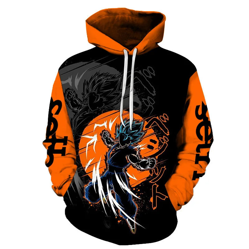 Autumn New Sweater Dragon Ball Wukong 3D Digital Printing Loose Comfortable Hooded Pullover Large Size