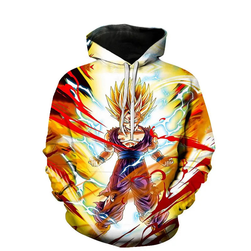 Autumn New Sweater Dragon Ball Wukong 3D Digital Printing Loose Comfortable Hooded Pullover Large Size²