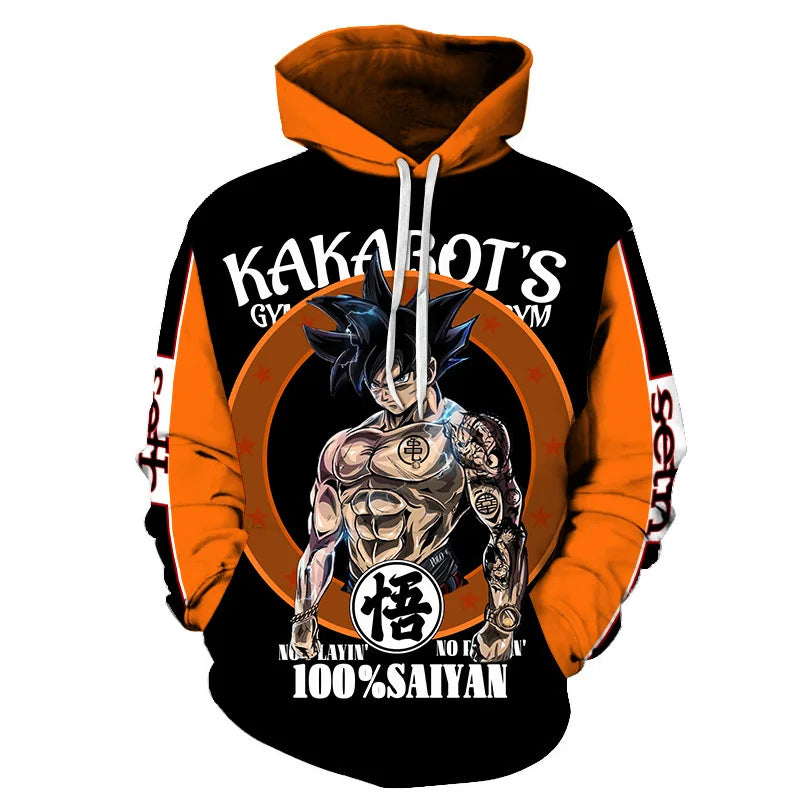 Autumn New Sweater Dragon Ball Wukong 3D Digital Printing Loose Comfortable Hooded Pullover Large Size²